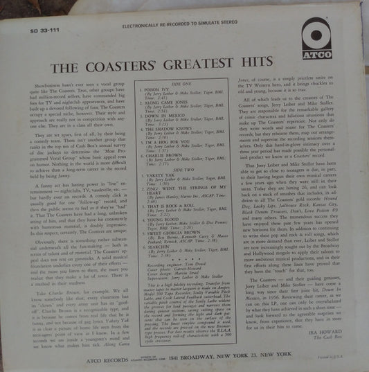 The Coasters : The Coasters' Greatest Hits (LP, Comp)