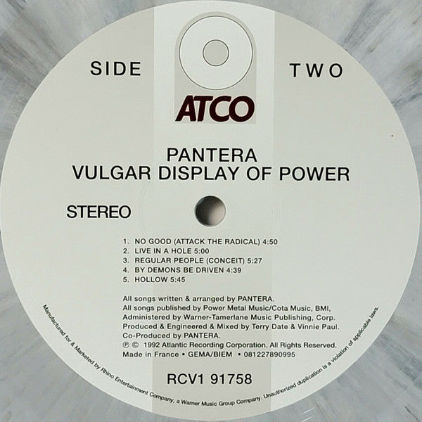 Pantera : Vulgar Display Of Power (LP, Album, Ltd, RE, Whi)
