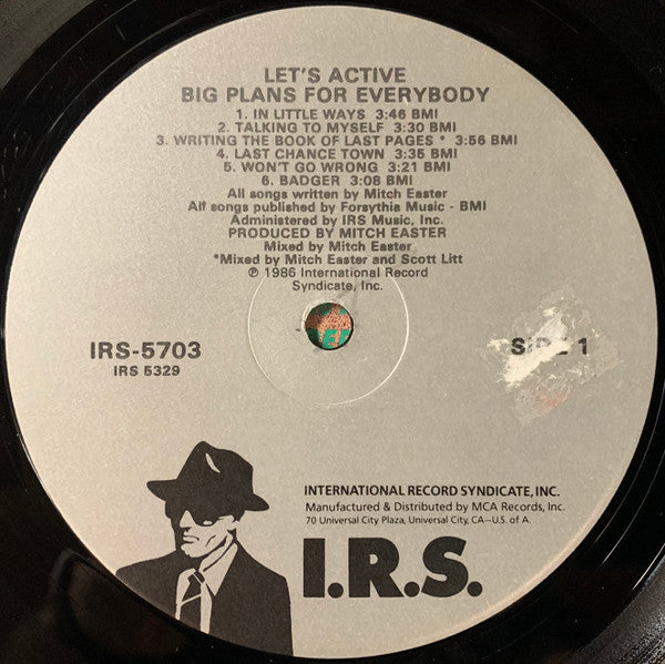 Let's Active : Big Plans For Everybody (LP, Album, Glo)