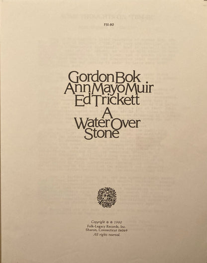 Gordon Bok, Ann Mayo Muir, Ed Trickett : A Water Over Stone (LP, Album)