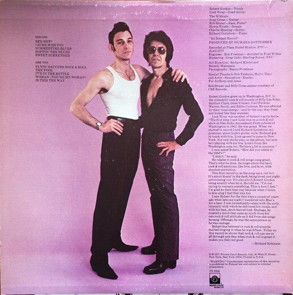 Robert Gordon (2) With Link Wray : Robert Gordon With Link Wray (LP, Album, SP )