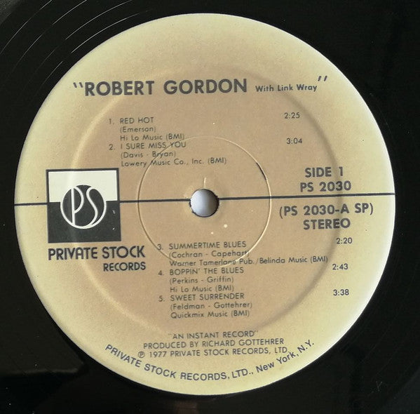 Robert Gordon (2) With Link Wray : Robert Gordon With Link Wray (LP, Album, SP )