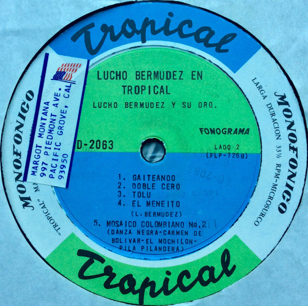 Lucho Bermudez Y Su Orq.* : Lucho Bermudez En Tropical (LP, Album, Mono)