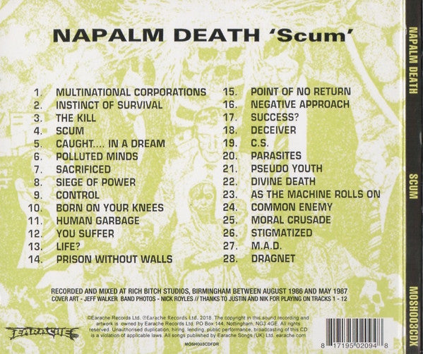 Napalm Death : Scum (CD, Album, RE, RM, Dig)