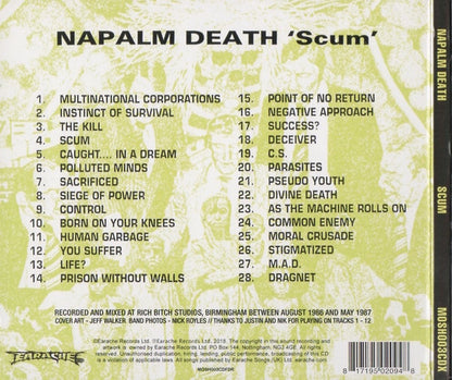Napalm Death : Scum (CD, Album, RE, RM, Dig)