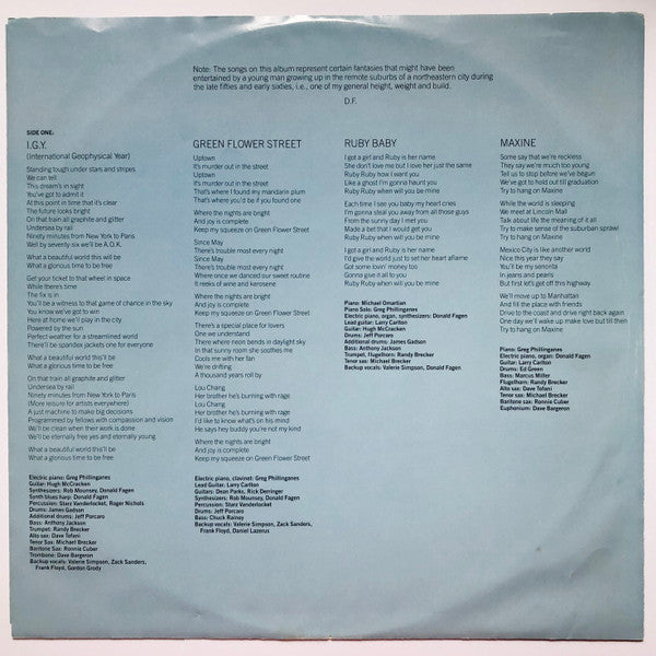 Donald Fagen : The Nightfly (LP, Album, RP)