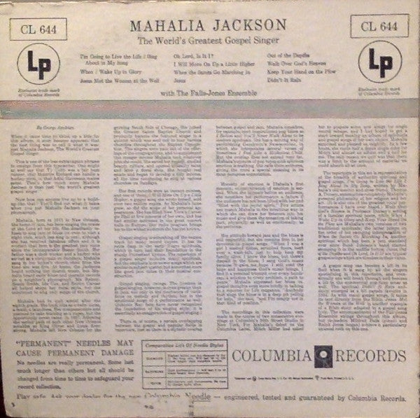 Mahalia Jackson : The World's Greatest Gospel Singer (LP, Album, Mono, RE)