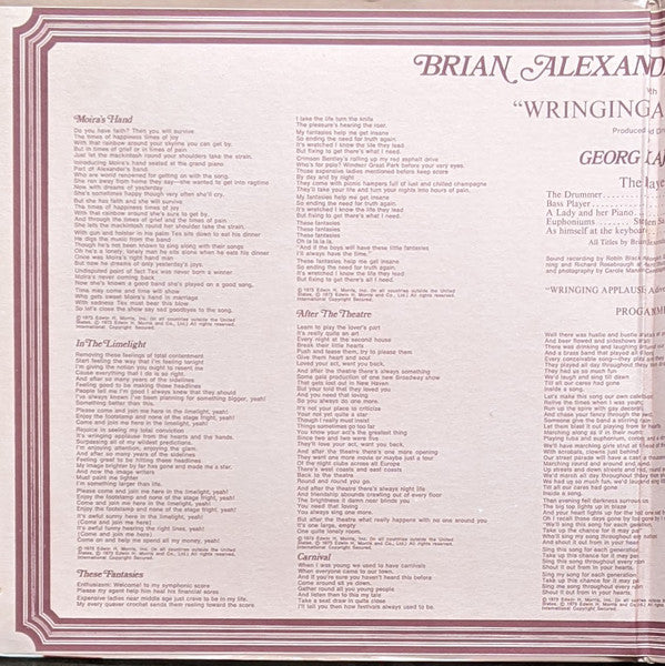Brian Alexander Robertson* : Wringing Applause (LP, SON)