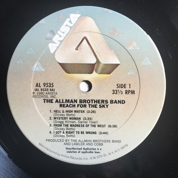The Allman Brothers Band : Reach For The Sky (LP, Album, Ter)