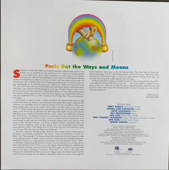 Grateful Dead* : Olympia Theatre, Paris, France (5/3/72) (5xLP, 180 + LP, S/Sided, Etch, 180 + Box, Album, R)