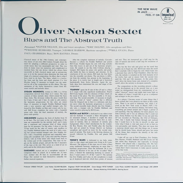 Oliver Nelson : The Blues And The Abstract Truth (LP, Album, RE, RM, 180)