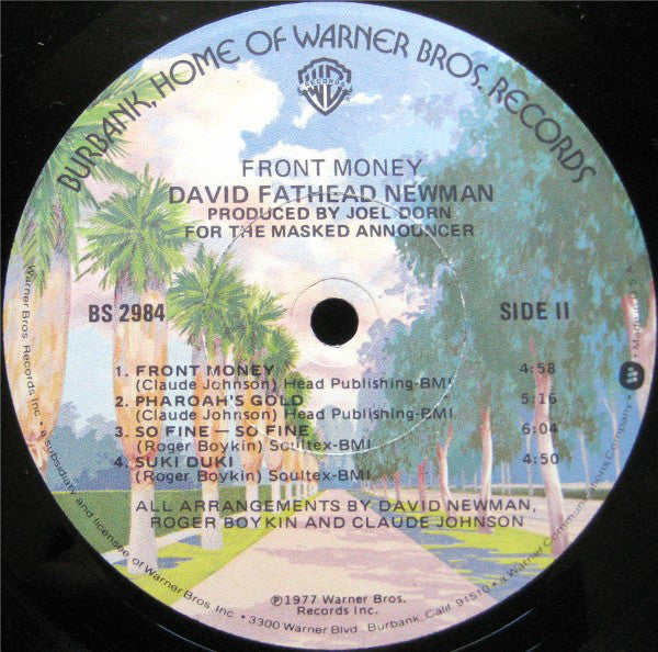 David Newman* : Front Money (LP, Album, Los)