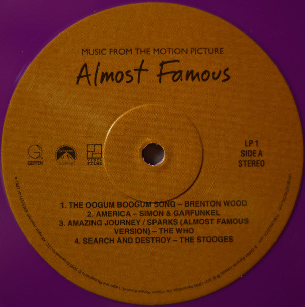 Various : Almost Famous (Music From The Motion Picture) (LP, Pur + LP, Mag + Album, Comp, Dlx, Ltd, RE)