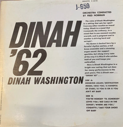 Dinah Washington : Dinah '62 (LP, Album, Mono)