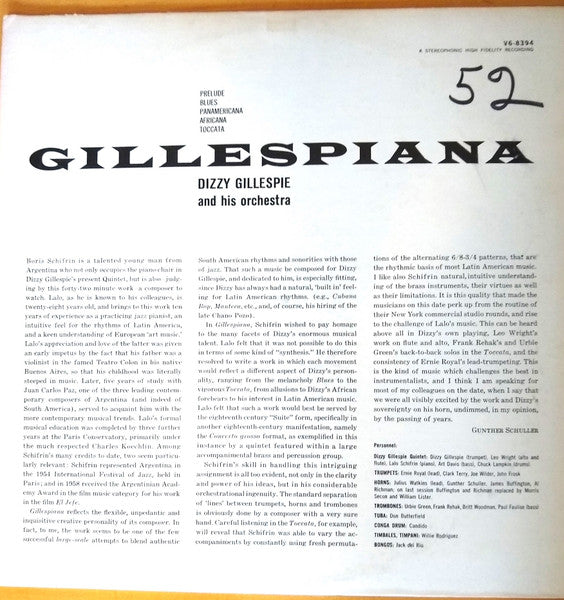 Dizzy Gillespie And His Orchestra : Gillespiana (LP, Album)