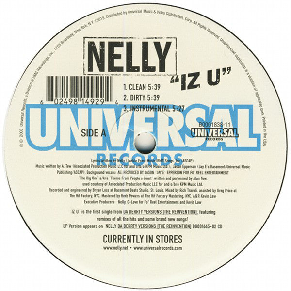 Nelly : Iz U (12", Single)