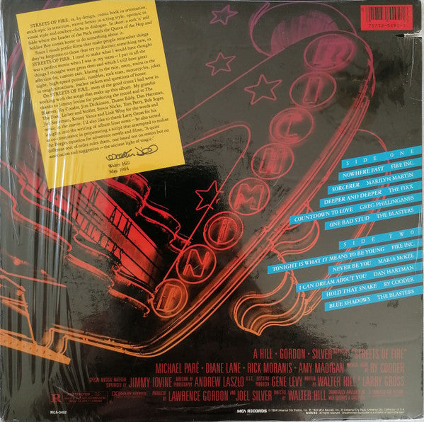 Various : Streets Of Fire (Music From The Original Motion Picture Soundtrack) (LP, Album)