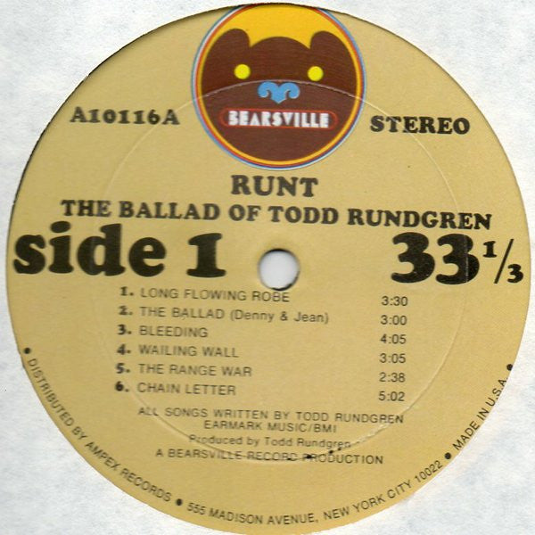 Runt : Runt. The Ballad Of Todd Rundgren (LP, Album, All)