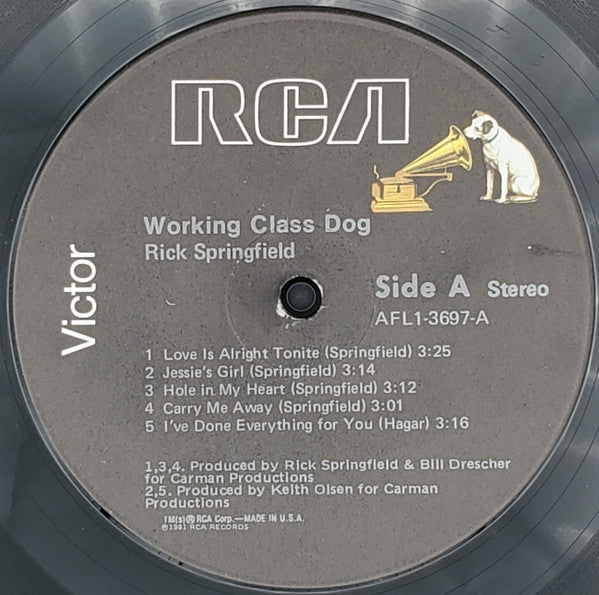 Rick Springfield : Working Class Dog (LP, Album, Ind)