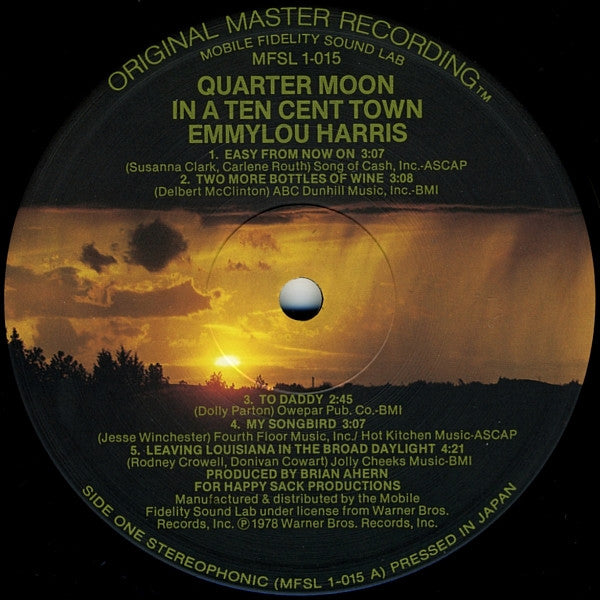 Emmylou Harris : Quarter Moon In A Ten Cent Town (LP, Album, Ltd, RE, RM)