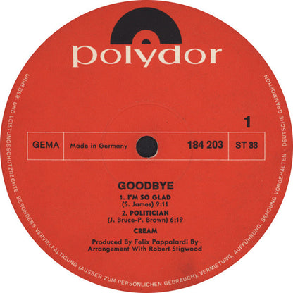 Cream (2) : Goodbye (LP, Album, Gat)
