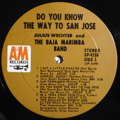 Julius Wechter And The Baja Marimba Band : Do You Know The Way To San Jose? (LP, Album, Pit)