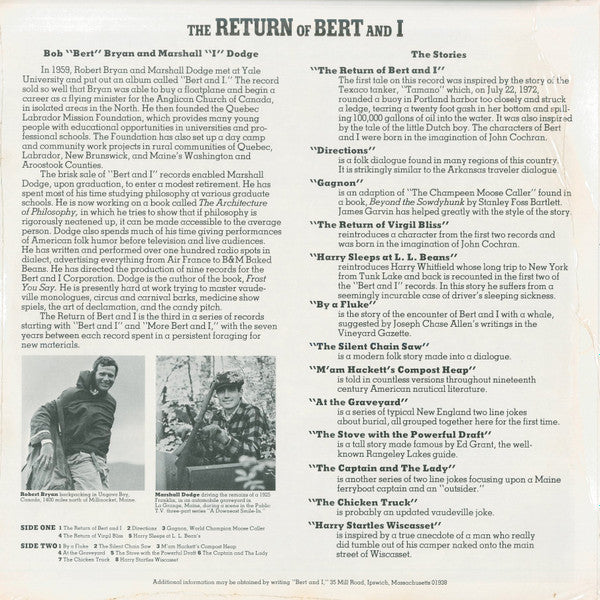 Bob "Bert" Bryan* And Marshall "I" Dodge* : The Return Of Bert And I (LP, Album)
