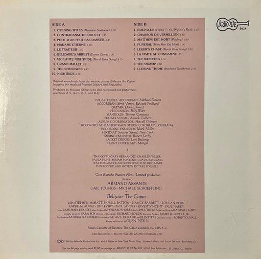 Michael Doucet And Beausoleil : Belizaire The Cajun (Original Soundtrack) (LP, Album)