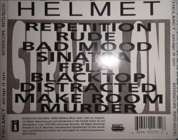 Helmet (2) : Strap It On (CD, Album, RE, UNI)