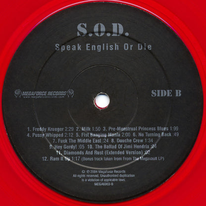 S.O.D.: Stormtroopers of Death* : Speak English Or Die (LP, Album, Ltd, RE, Red)