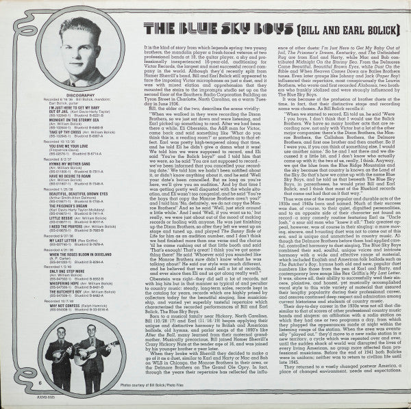 The Blue Sky Boys* : The Blue Sky Boys [Bill And Earl Bolick] (2xLP, Comp, Mono, Gat)