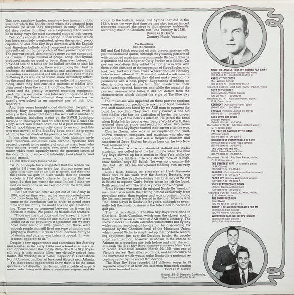 The Blue Sky Boys* : The Blue Sky Boys [Bill And Earl Bolick] (2xLP, Comp, Mono, Gat)