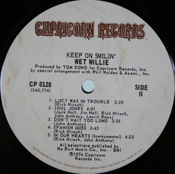 Wet Willie : Keep On Smilin' (LP, Album, Ter)