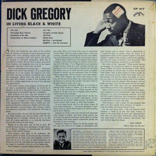 Dick Gregory : In Living Black And White (LP, Album, Mono, Abb)