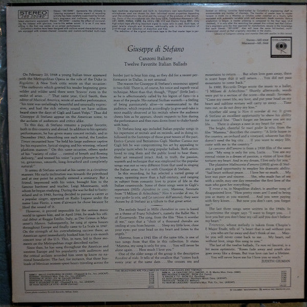 Giuseppe di Stefano : Canzoni Italiane (LP, Album)