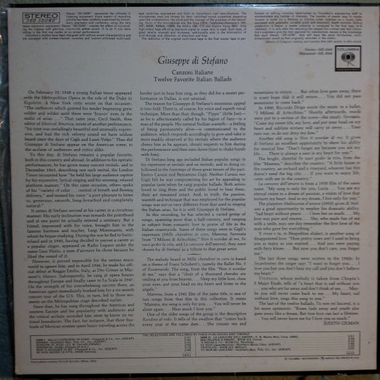 Giuseppe di Stefano : Canzoni Italiane (LP, Album)
