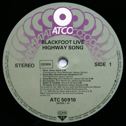 Blackfoot (3) : Highway Song Live (LP, Album)