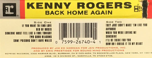 Kenny Rogers : Back Home Again (Cass, Album)