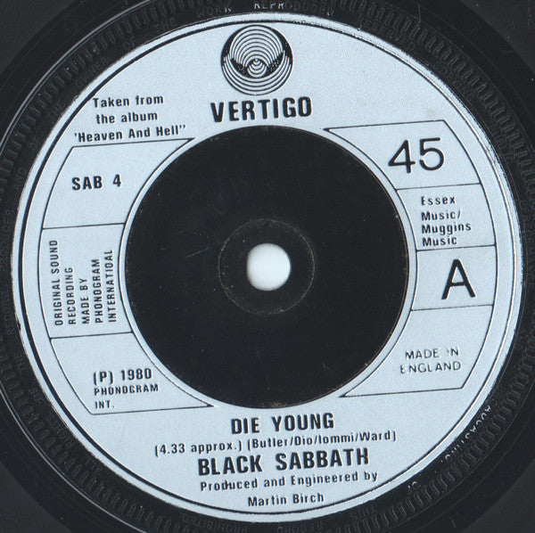 Black Sabbath : Die Young (7", Single)