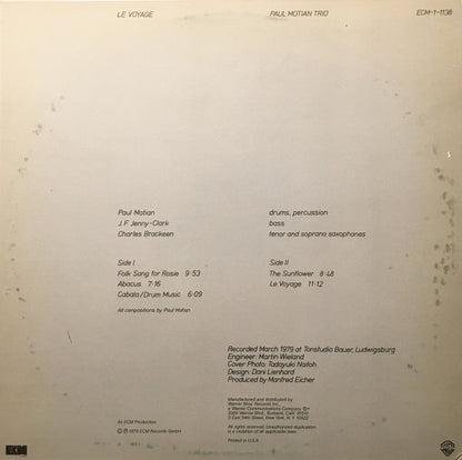 Paul Motian Trio : Le Voyage (LP, Album)