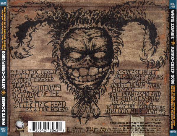 White Zombie : Astro-Creep: 2000 (Songs Of Love, Destruction And Other Synthetic Delusions Of The Electric Head) (CD, Album)