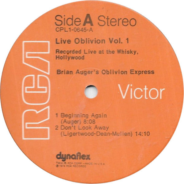 Brian Auger's Oblivion Express : Live Oblivion Vol. 1 (LP, Album, Ind)