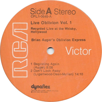 Brian Auger's Oblivion Express : Live Oblivion Vol. 1 (LP, Album, Ind)