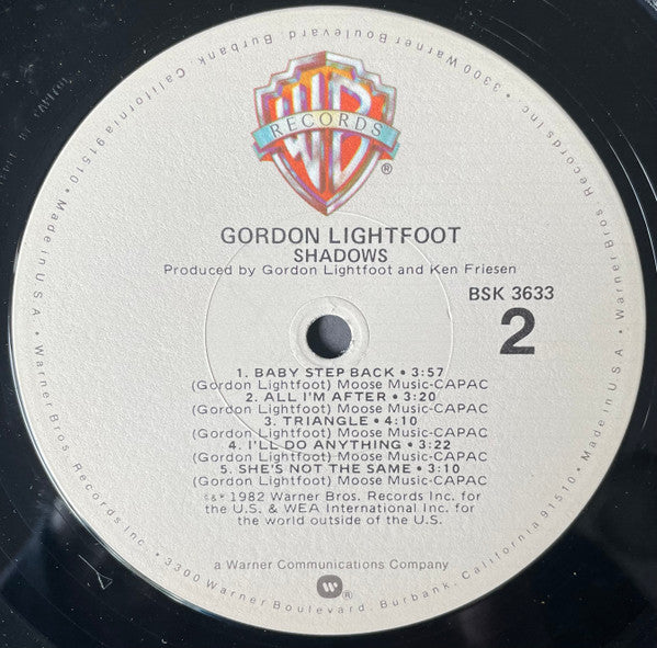 Gordon Lightfoot : Shadows (LP, Album, Win)