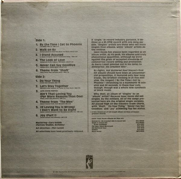 Isaac Hayes : Greatest Hit Singles (LP, Comp)