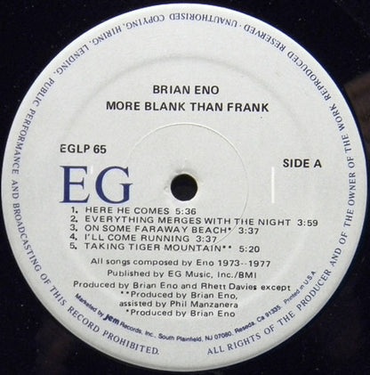 Eno* : More Blank Than Frank (LP, Comp)