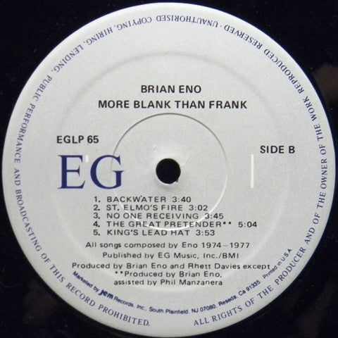 Eno* : More Blank Than Frank (LP, Comp)