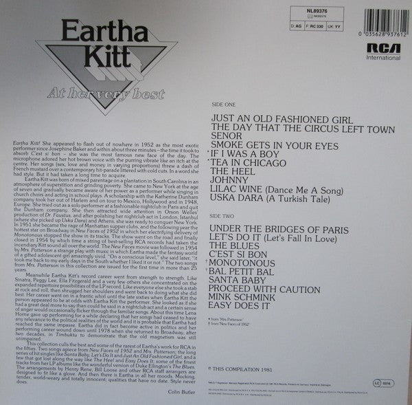 Eartha Kitt : At Her Very Best (LP, Comp, RE)