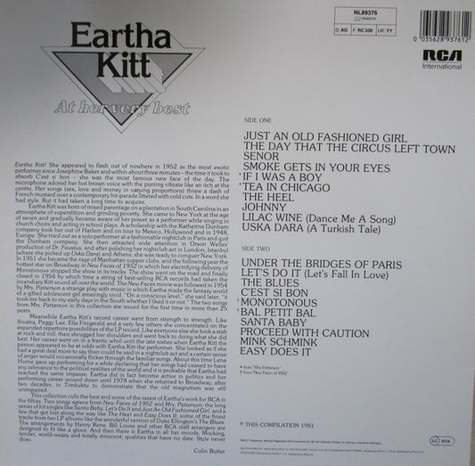 Eartha Kitt : At Her Very Best (LP, Comp, RE)
