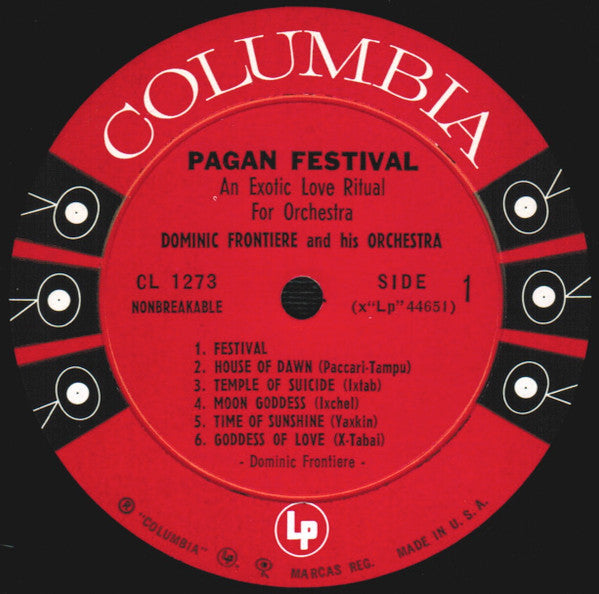 Dominic Frontiere And His Orchestra : Pagan Festival (An Exotic Love Ritual For Orchestra) (LP, Album, Mono, Bri)